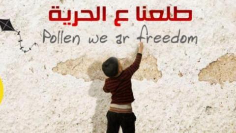 صورة من مجلة طلعنا ع الحرية لطفل يكتب على الجدران ... المصدر صفحة المجلة على الفيس بوك