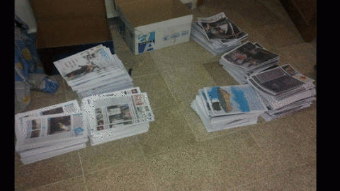 A pile of Syrian Lady magazines before they are distributed. Source: Syrian Lady's facebook page