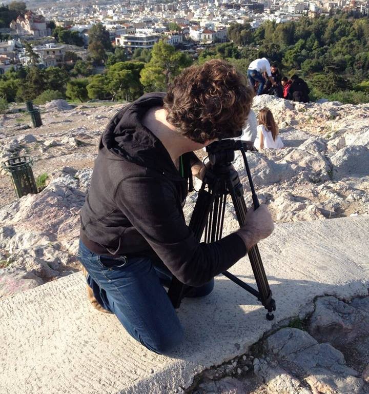 Artist Ghatfan Ghannoum filming in Athens, Greece.