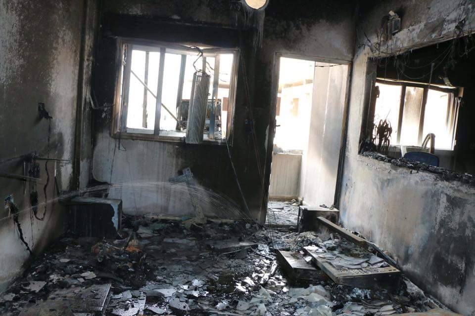 جانب من الحريق، المصدر: موقع باخرة الكورد.