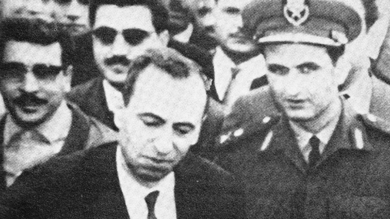 [Photo: Baath Party strongmen Michel Aflaq (left) and Salah Jadid (right) in 1963. This photo was taken shortly after the Baath came to power on March 8, 1963 (Public Domain)].