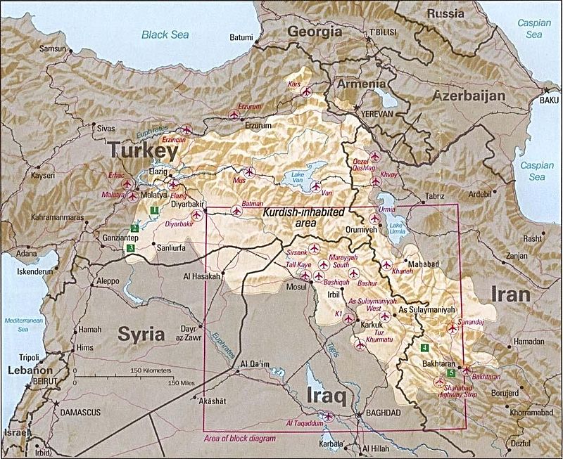 منطقة ذات سكان أكراد (1992/CIA/Public Domain)