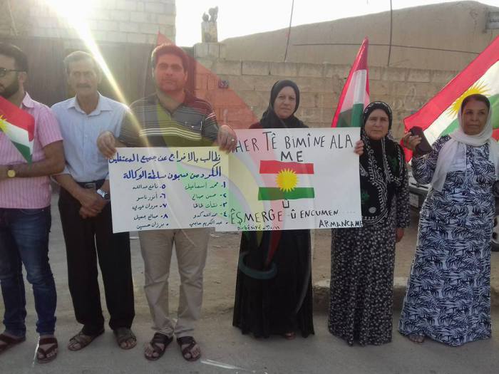 [Photo: From the ad-Darbasiyah sit-in in support of the Kurdish National Council - al-Hasakah province - (Syria Freedom Forever blog)].